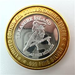 999 Fine Silver Treasure Island Las Vegas $10 Limited Ed Gaming Token